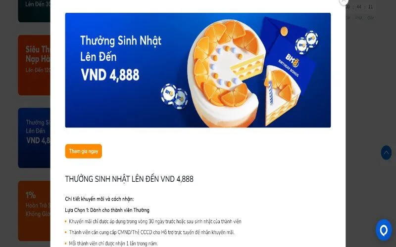 Khuyến Mãi Thưởng sinh nhật gần 5 triệu đồng